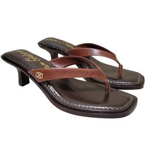 Sam Edelman Women Dollie Kitten Heel Flip Flop Thong Sandals Size US 6M Brandy